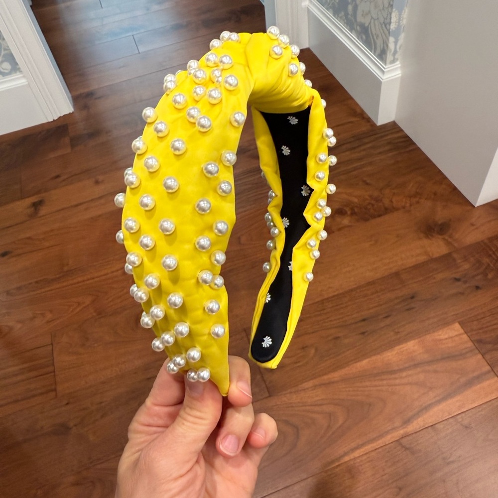 Stoney Clover Lane colab with Lele Sadoughi Yellow Pearl Embellished Headband